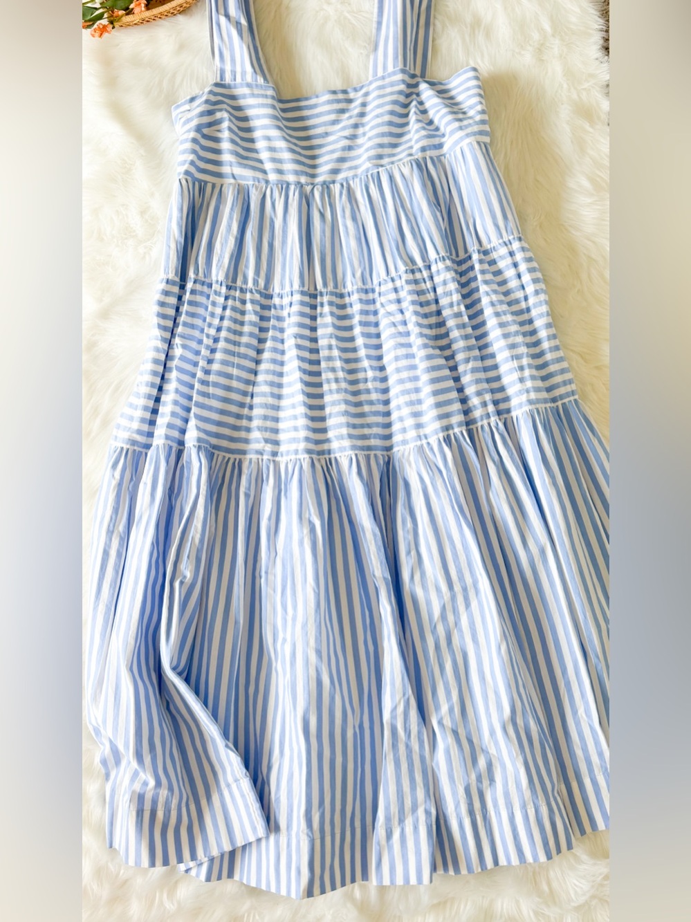 Anthropologie Helena Blue White Striped Sleeveless Midi Dress XL NWT - Picture 3 of 5